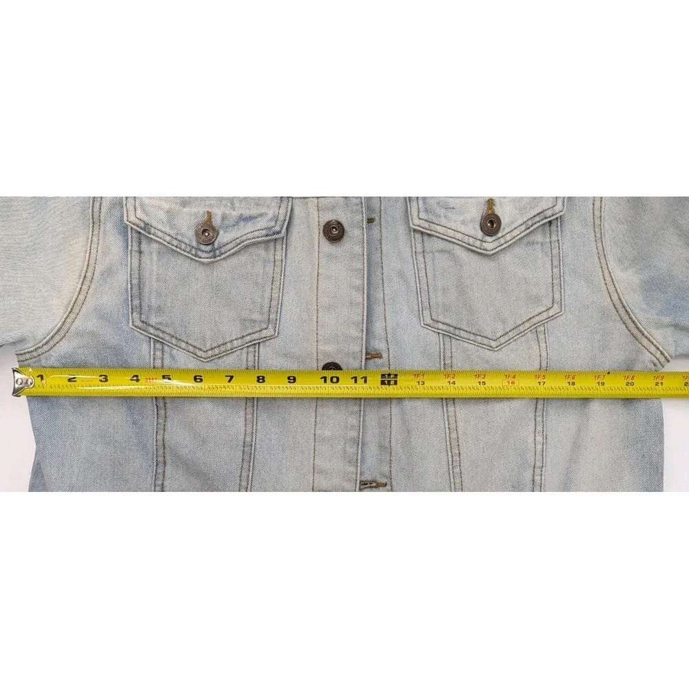 Light Wash Distressed Denim Jean Jacket Men's Size L Grunge Indie Sleeze Western